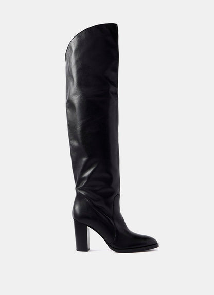 Black Leather Long Boots