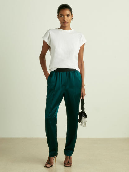 Satin Elasticated Tapered Trousers