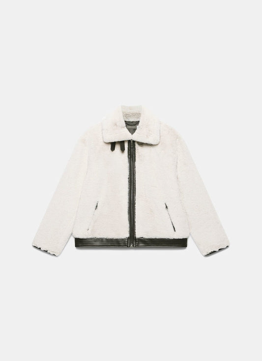 Cream Faux Fur Zip Jacket