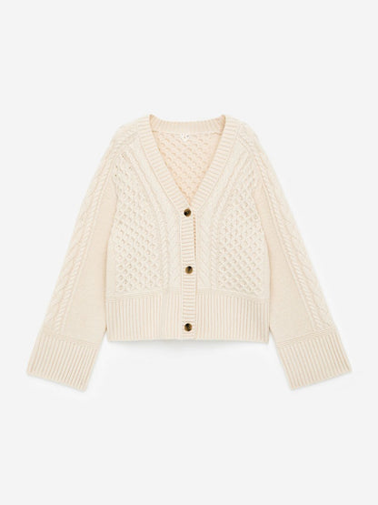 Cable-Knit Wool Cardigan