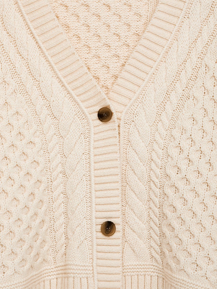 Cable-Knit Wool Cardigan