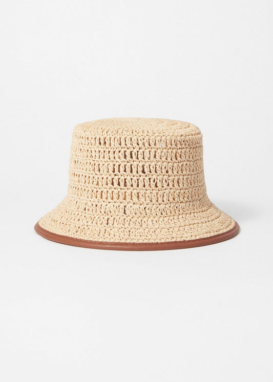 Accent-Trim Straw Bucket Hat