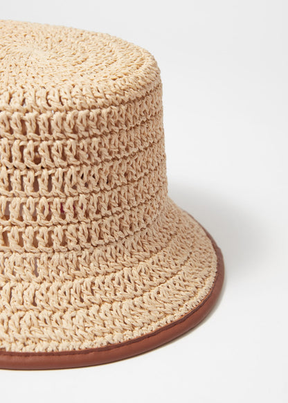 Accent-Trim Straw Bucket Hat