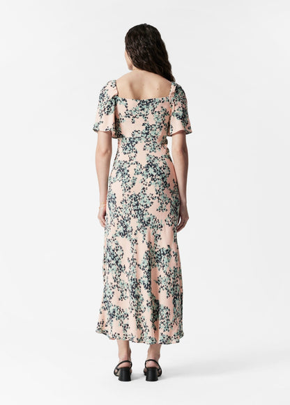 Flutter-Sleeve Midi Dress