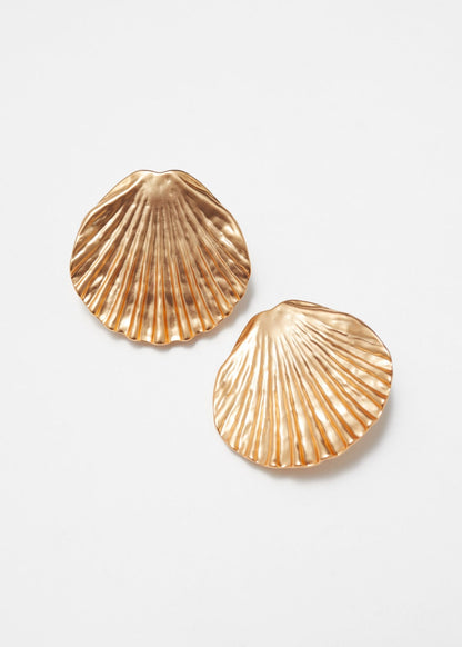 Seashell-Shaped Clip Earrings