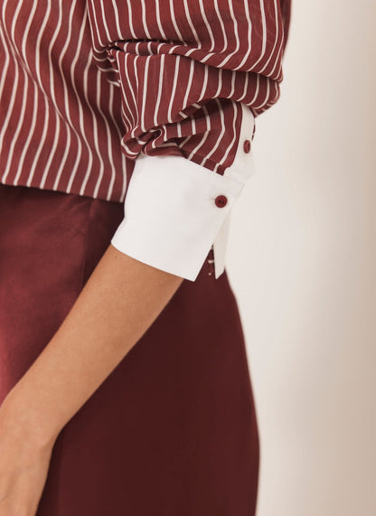 Burgundy Striped Long Sleeve Shirt