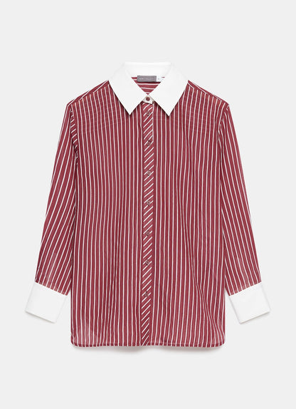 Burgundy Striped Long Sleeve Shirt