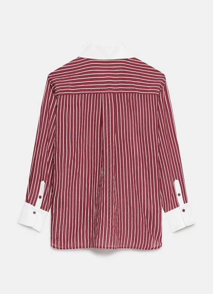 Burgundy Striped Long Sleeve Shirt