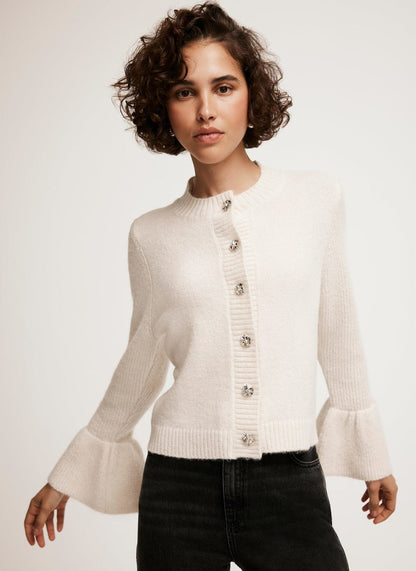 Cream Fluted Sleeve Cardigan