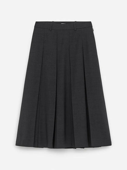 Pleated Wool Blend Skirt