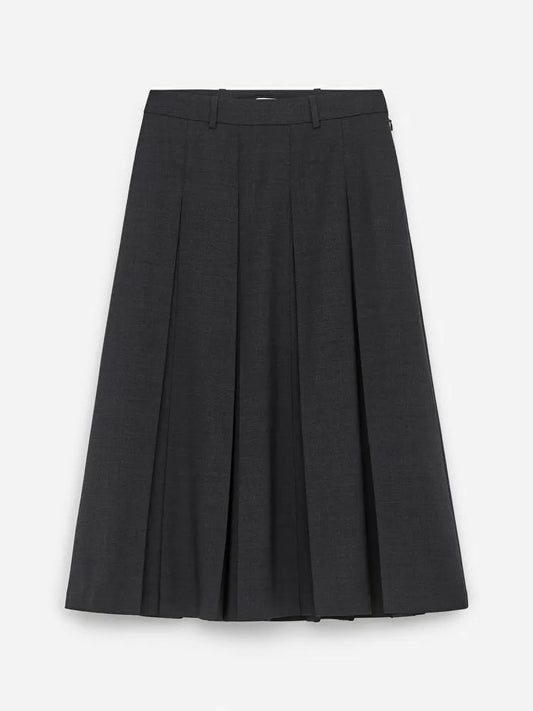Pleated Wool Blend Skirt