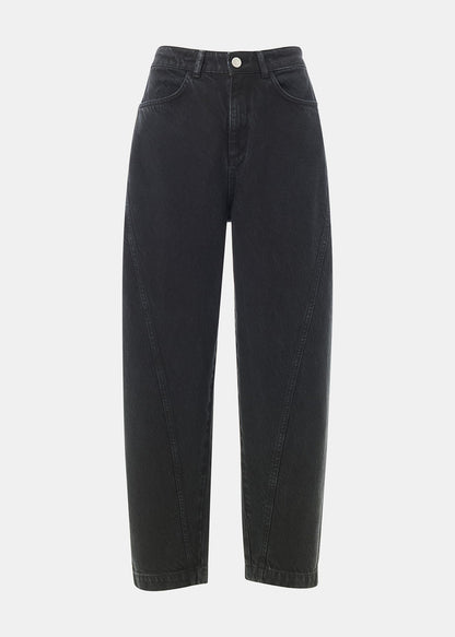 Washed Black Lola Cotton Blend Trousers