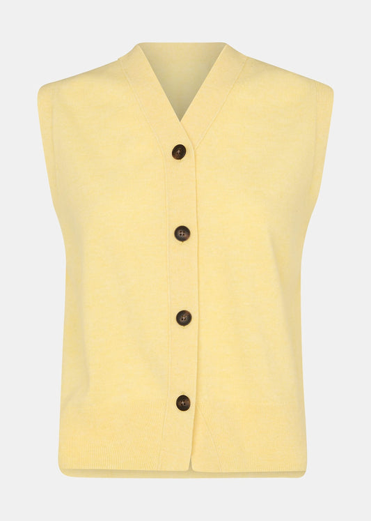 Yellow Wool V Neck Button Front Tank