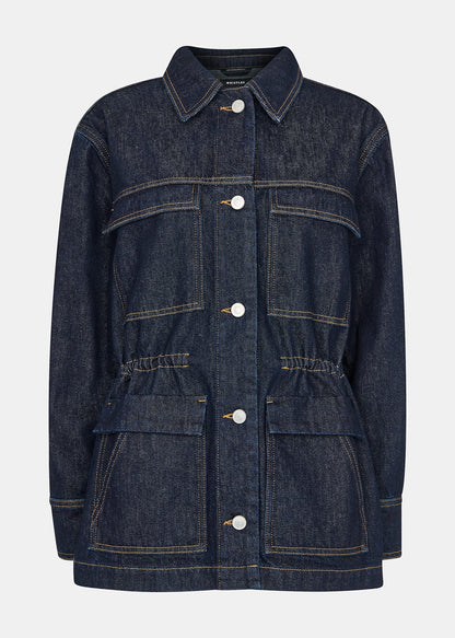 Dark Denim Drawstring Waist Jacket