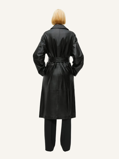 Belted Leather Coat