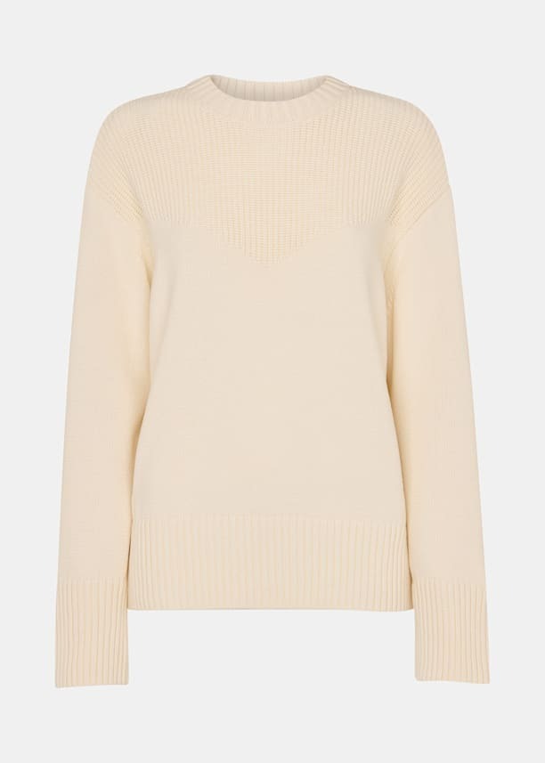 Ivory Fringed Rib Detail Sweater