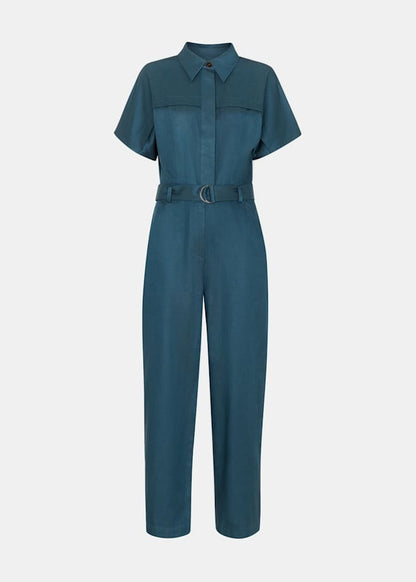 Dark Blue Relaxed Shoulder Seam Jumpsuit