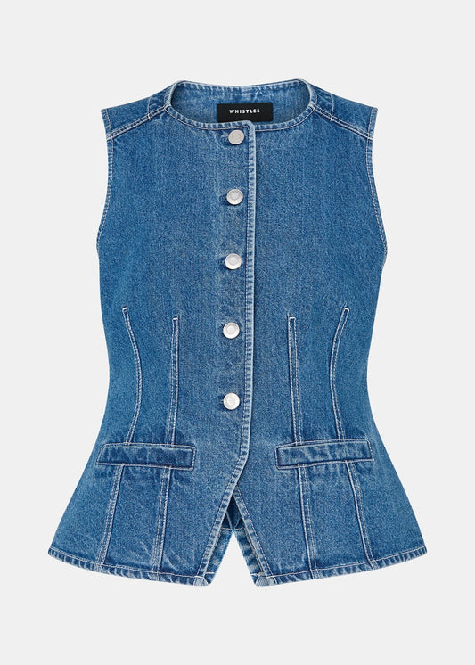 Denim Slim Fit Cotton Waistcoat