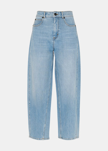Light Wash Stretch Barrel Leg Jean