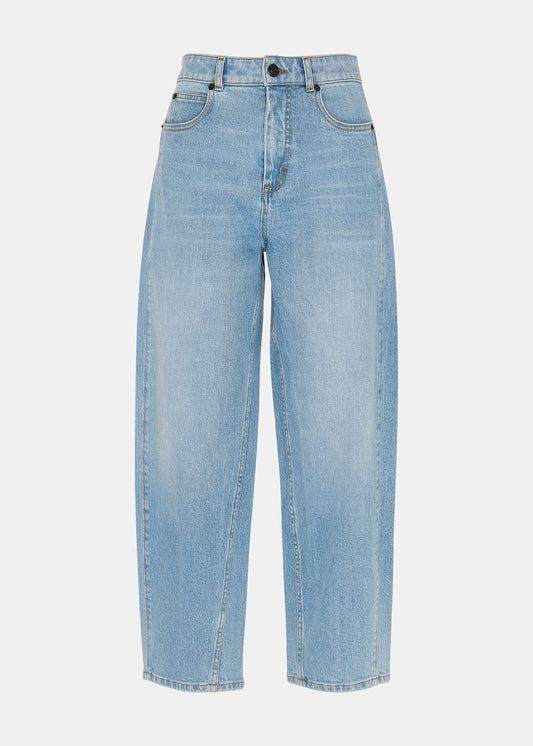Light Wash Stretch Barrel Leg Jean