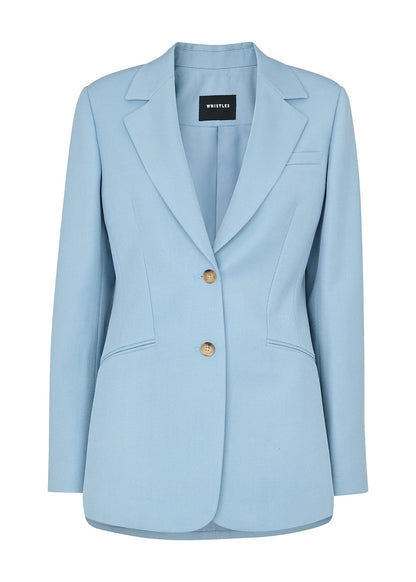 Blue Wool Blend Tailored Blazer