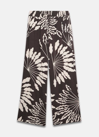 Brown Palm Print Wide Trousers