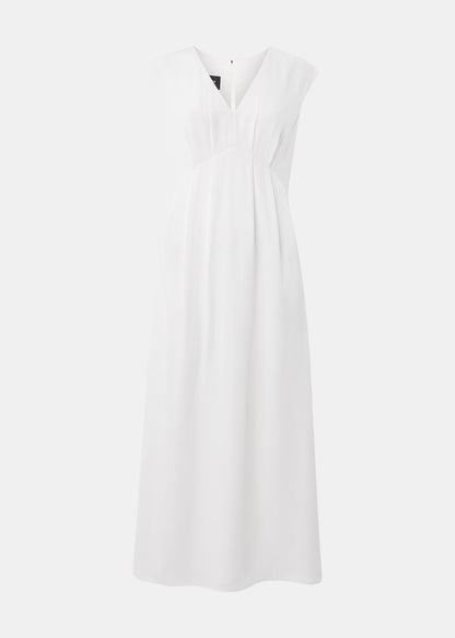 White Crepe Sleeveless Midi Dress
