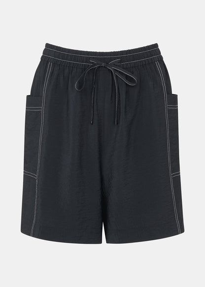 Black/Multi Contrast Stitch Pull On Short