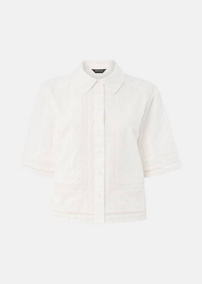 White Broderie Cotton Shirt