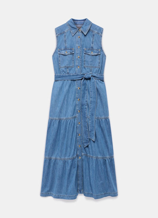 Blue Denim Maxi Shirt Dress