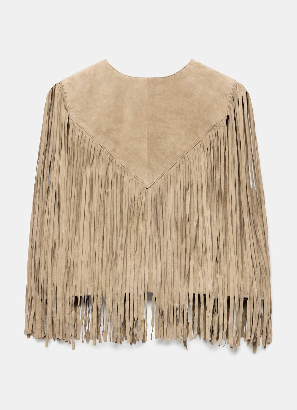 Neutral Suede Fringed Waistcoat