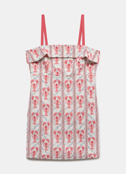 Red Lobster Print Mini Dress