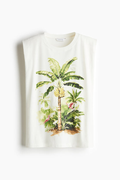 Sleeveless print-motif top