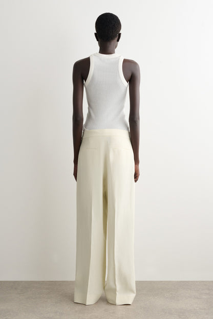 Tailored Linen-Blend Straight-Leg Trousers