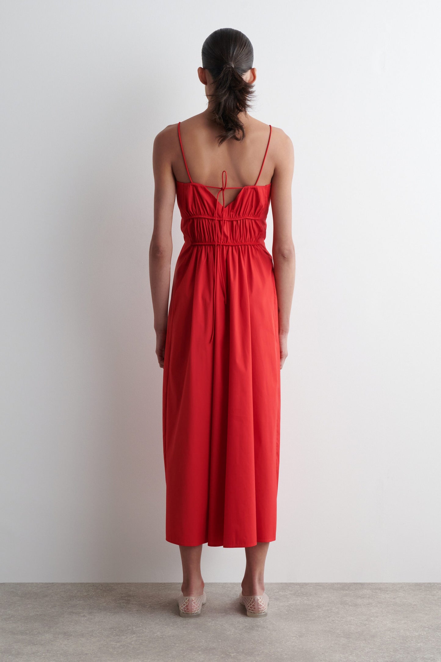 Gathered Cotton Midi Dress