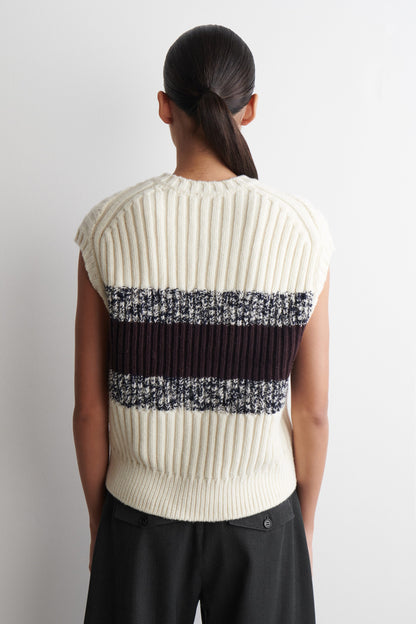 Textured merino wool v-neck vest