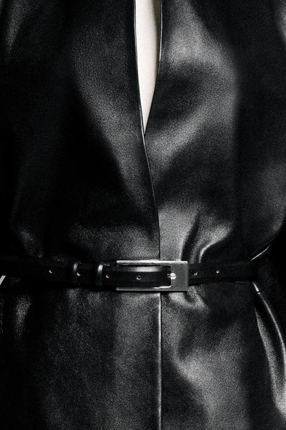 Panelled Leather Long Coat