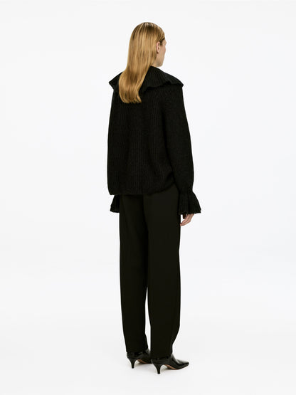 Mohair-Wool Blend Ruffle Jumper