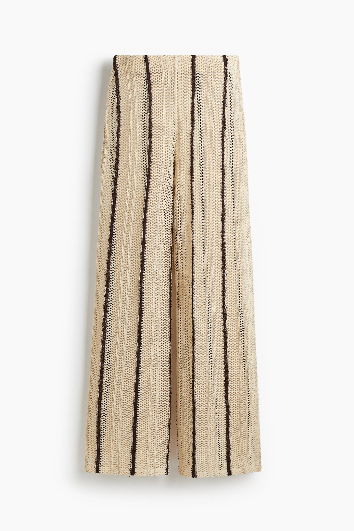 Shimmering hole-knit trousers