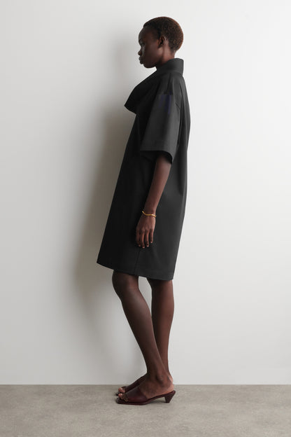 Funnel-Neck Cocoon Mini Dress
