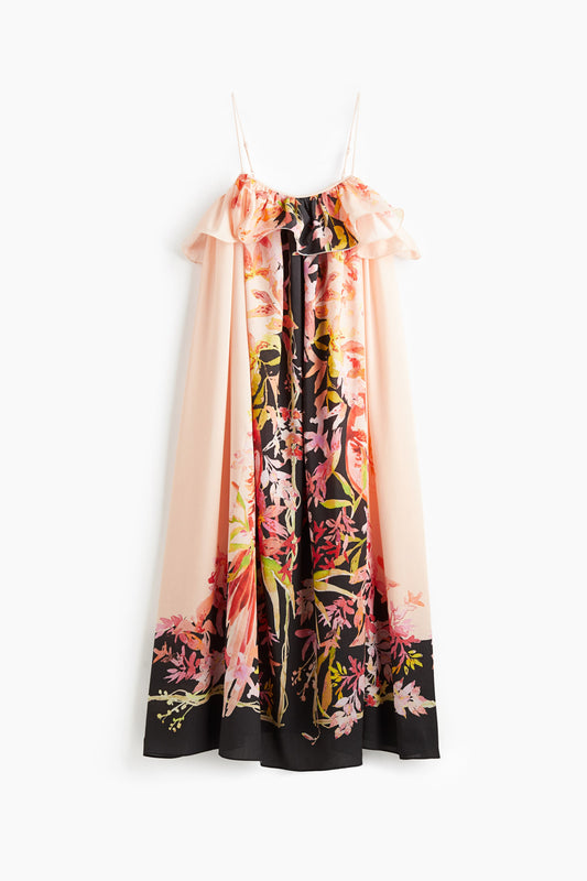 Flounce-trimmed strappy dress