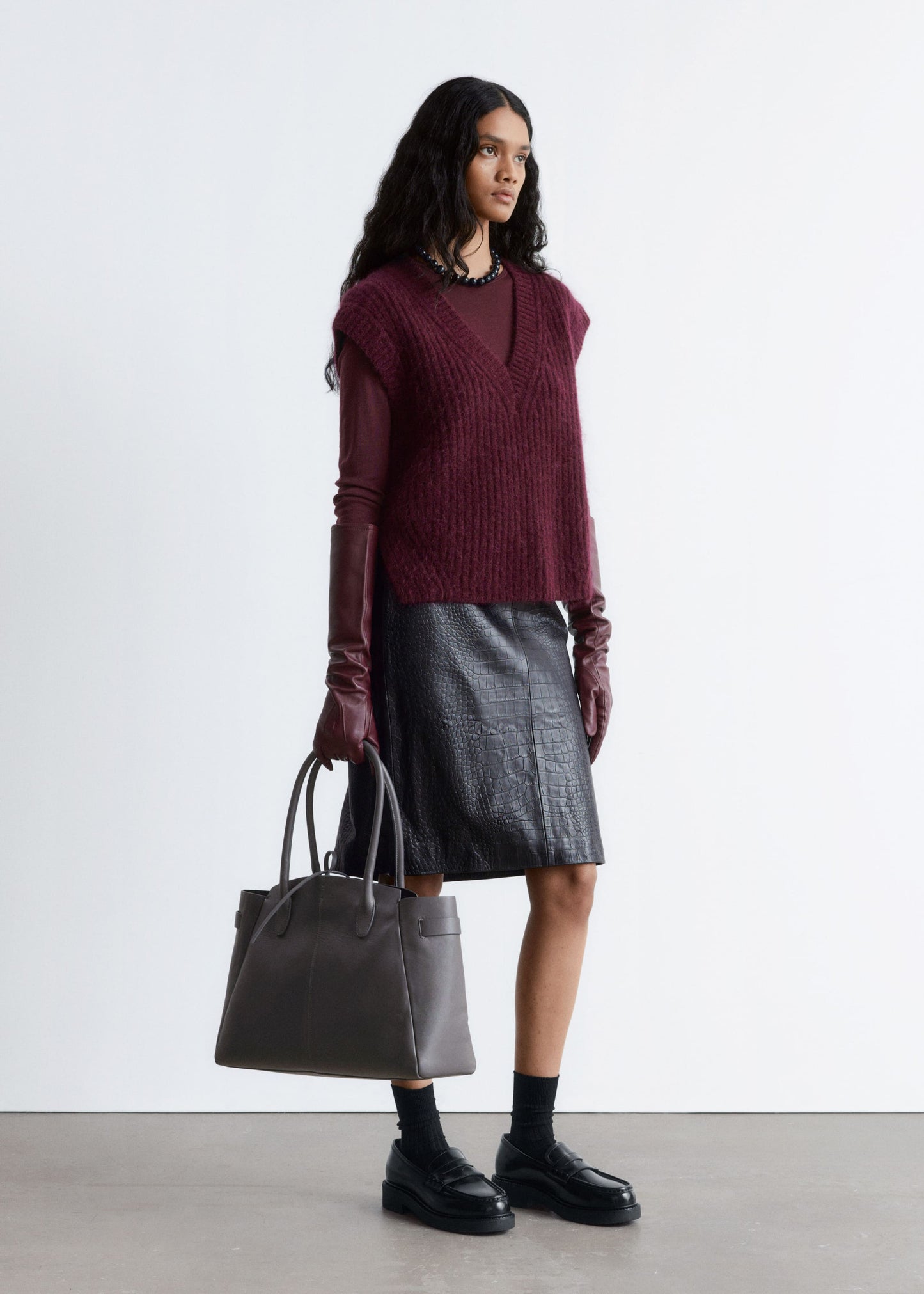 Knitted Mohair-Blend V-Neck Vest