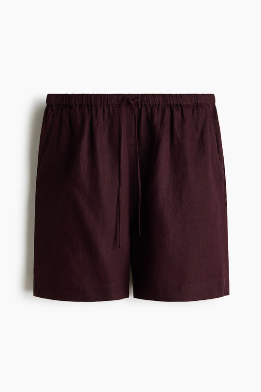 Linen-blend drawstring shorts