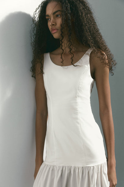 Flared-skirt low-back dress