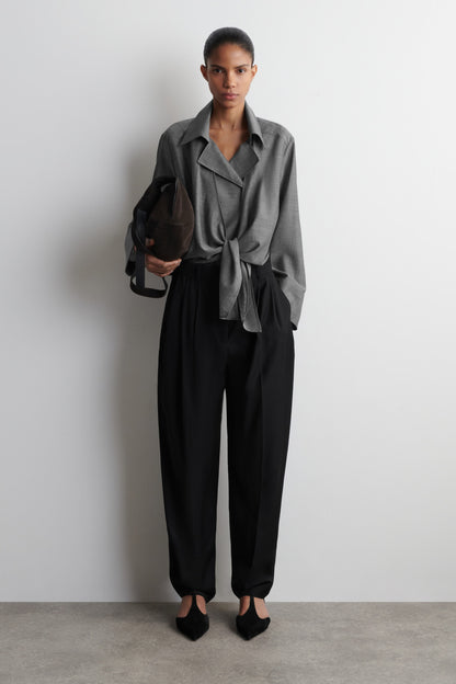 Tie-Front Wool-Ramie Shirt