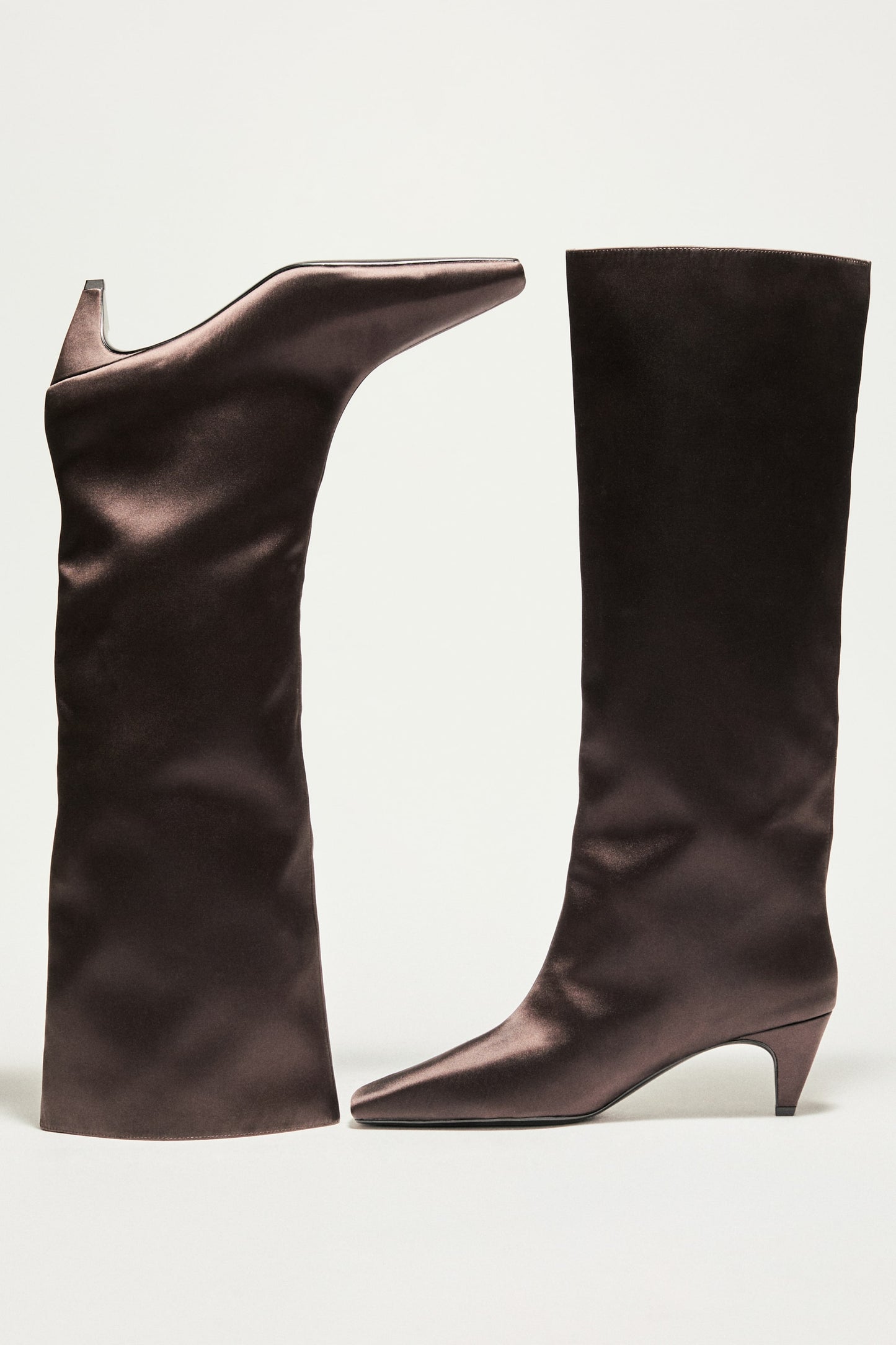 Satin knee-high boots