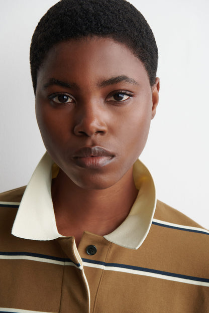 Striped Long-Sleeved Polo Shirt