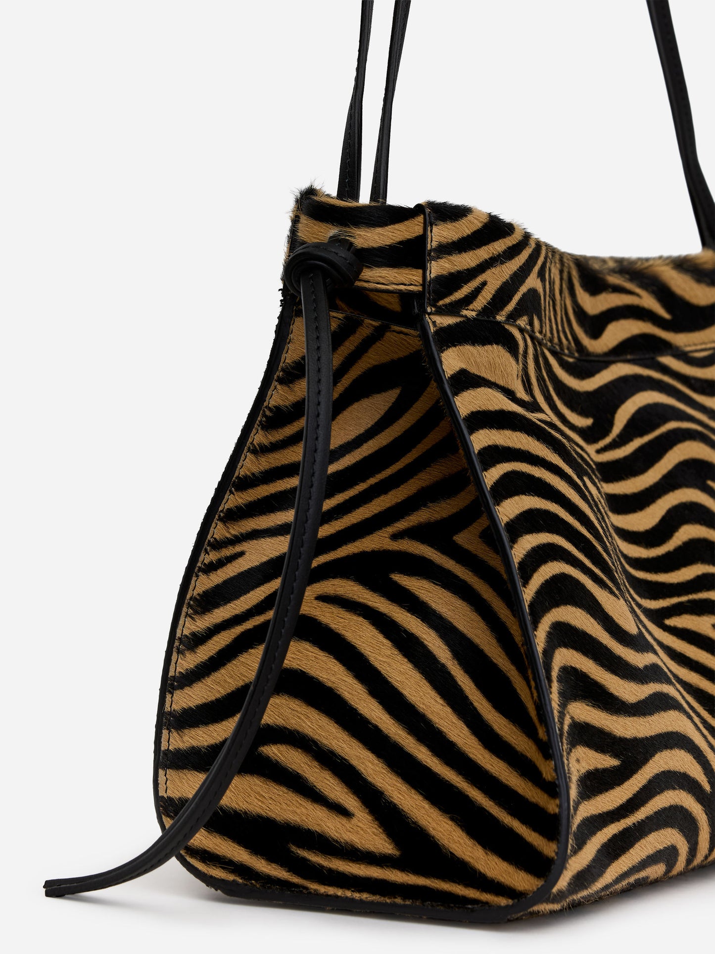 Zebra-Print Leather Shoulder Bag