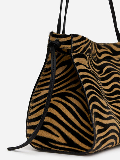 Zebra-Print Leather Shoulder Bag