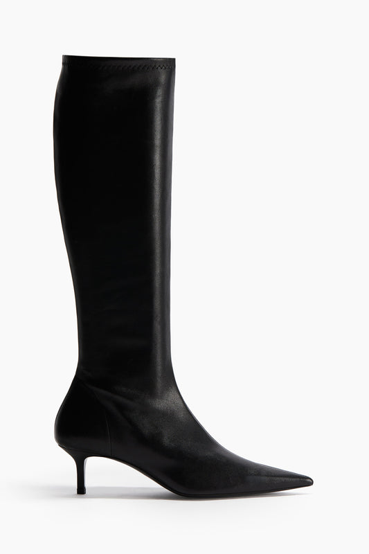 Heeled leather sock boots